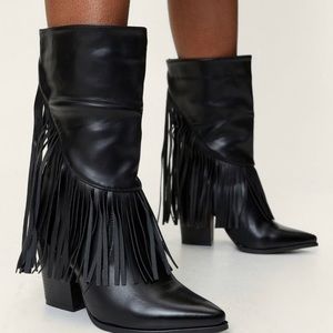 Black fringe boots